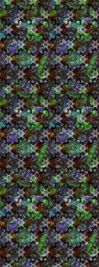 Renkli Bahar Teması eskiz kalıbı. Düz Çiçek Elementleri Tasarımı. Gri ve siyah renkli çiçekler. Raster illüstrasyonunda çiçek deseni çizimi.