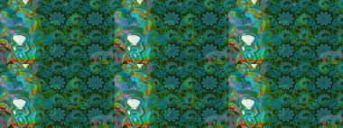 Çiçekli güzel suluboya desen. Raster illüstrasyonu. Yeşil ve mavi renklerde.