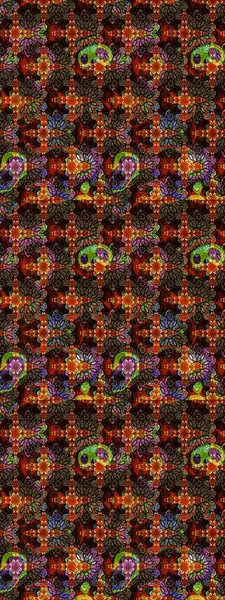 Düz Çiçek Elementleri Tasarımı. Kahverengi ve siyah renkli çiçekler. Sevimli çiçek raster deseni. Renkli Bahar Teması çizim şablonu.