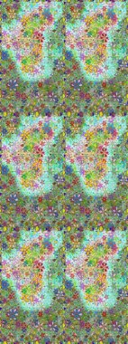 Motley illüstrasyonu. Küçük çiçekte güzel bir desen. Küçük renkli çiçekler. Moda baskıları için zarif bir şablon. Tarafsız ve yeşil çiçekli bahar çiçekleri.