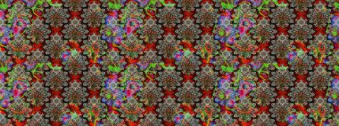 Kızılderili desenli desenli desenli şal deseni. Etnik Mandala süsü. Raster Henna dövme stili. Tekstil, tebrik kartı, boyama kitabı, telefon kılıfı baskısı için kullanılabilir.