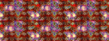 Raster illüstrasyonundaki çiçek desenli çizim. Kahverengi ve kırmızı renkte çiçekler. Renkli Bahar Teması eskiz kalıbı. Düz Çiçek Elementleri Tasarımı.