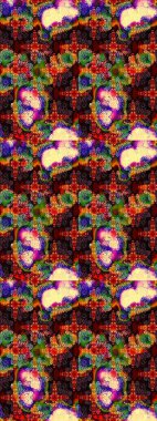 Raster Çiçek İllüstrasyonu güzel tekstil. Kahverengi ve siyah renkte etnik çiçeklerle süslenmiş zarif bir eskiz..