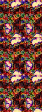 Raster Çiçek İllüstrasyonu güzel tekstil. Kahverengi ve siyah renkte etnik çiçeklerle süslenmiş zarif bir eskiz..