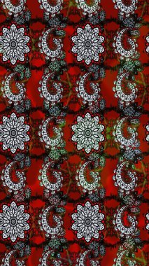 Şirin çiçekler. Raster Moda kumaş deseni. Çizgi çizimi deseni.