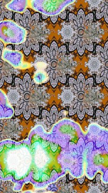 El çizimi çiçek çizimi deseni (fayans). Şirin çiçekli, desenli, gri ve nötr renklerde renkli eskiz deseni. Tekstil için suluboya çizim deseni.