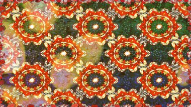 Şam, tasarım için kusursuz desen. Turuncu ve kahverengi renklerde, altın elementli, pürüzsüz desen..