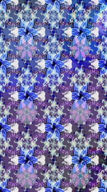 Modern, mavi raster arka plan duvar kağıdı çizimi, klasik çizgili desenli desenli çiçekler, çiçekli süsler. Çiçekli el çizimi çizimi deseni.