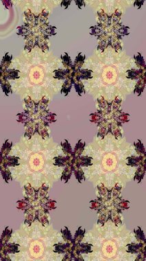 Raster illüstrasyonu. Bej renklerde. Çiçek buketleriyle klasik tarzda eskiz deseni.