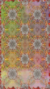 Renkli Bahar Temalı Kusursuz Arkaplan. Raster. Düz Çiçek Elementleri Tasarımı.