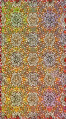 Kahverengi ve bej renkli çiçekler. Gömlek baskısı için çiçek boyası. Çiçeksiz desenli arka plan.