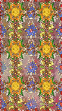 Eski usul. Raster illüstrasyonu. Kusursuz bir geçmişi var. Tomurcukları çiçek olan sevimli bir çiçek deseni. Raster. Kumaş, tekstil ve duvar kağıdı baskısı için..