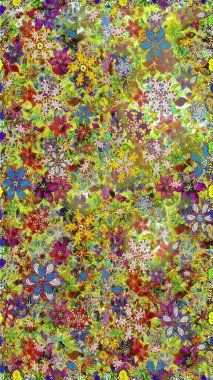 Küçük renkli çiçekler. Kusursuz. Çiçekli bahar çiçekleri. Moda baskıları için zarif bir şablon. Küçük çiçekte güzel bir desen. Motley illüstrasyonu.