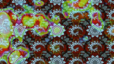 Düz Çiçek Elementleri Tasarımı. Tarafsız ve yeşil renklerde çiçekler. Raster illüstrasyonu. Renkli Bahar Teması eskiz kalıbı. Asya tekstil tarzında. Çiçek desenini çiz.