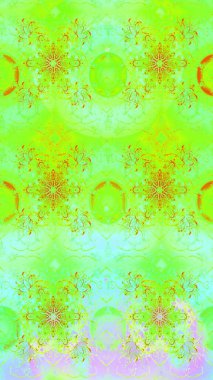 Renkli çizim kalıbı. Yeşil ve nötr renklerde şirin tekstil tarzında. Raster illüstrasyonu. Çiçek duvar kâğıdı. Çiçek arka planı.