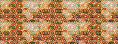 Altın elementli turuncu ve kahverengi renkler. Kusursuz altın desen. Çiçek desenli altın metal. Raster altın çiçek süsü brokar kumaş ve cam desenli..