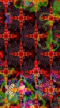 Raster illüstrasyonu. Çiçekli güzel suluboya desen. Kahverengi ve siyah renklerde.