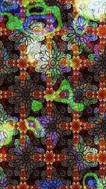 Kahverengi ve siyah renklerde bahar çiçekleri. Raster illüstrasyonu. Çiçek ve yapraklı karalama şeklinde Raster çiçek deseni.