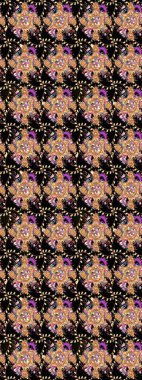 Çiçek desenli eskiz, darbeler, sıçramalar, yaz çiçekleri. Raster illüstrasyonu. Siyah renkte çiçekler.