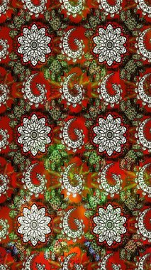 Kahverengi ve kırmızı renklerde. Kahverengi ve kırmızı renkte kahverengi ve kırmızı papatya deseni. Raster illüstrasyonu.