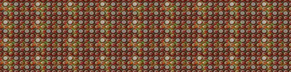 Kahverengi ve kırmızı renkte kahverengi ve kırmızı papatya deseni. Raster illüstrasyonu. Kahverengi ve kırmızı renklerde.