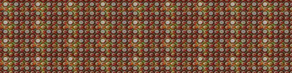 Kahverengi ve kırmızı renkte kahverengi ve kırmızı papatya deseni. Raster illüstrasyonu. Kahverengi ve kırmızı renklerde.