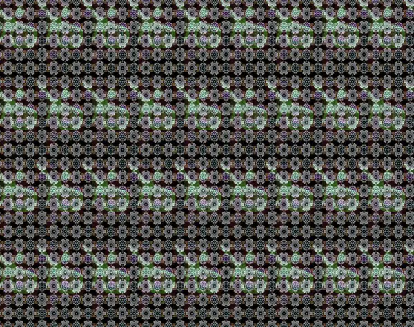 Çizim çiçek deseni duvar kâğıdı olarak kullanılabilir. Siyah ve gri renkli çiçekler. Raster illüstrasyonu.