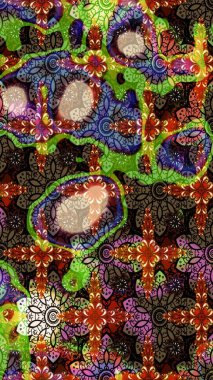 Raster illüstrasyonundaki çiçek desenli çizim. Suluboya tarzında kahverengi ve siyah renkte çiçekler.