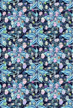 Güzel, pürüzsüz bir desen. Güzel kumaş deseni. Düz Çiçek Elementleri Tasarımı. Yazdır. Raster çiçekli arka plan. Renkli Yaz Temalı Kusursuz Arkaplan.