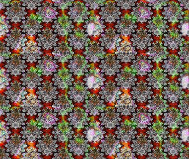 Raster illüstrasyonu. Şirin çiçekli eskiz deseni ve gri renkli yapraklar, suluboya çiçek deseni, duvar kağıdı, kart veya kumaş için fayanslı.