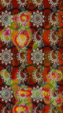 Raster Modaya uygun kumaş deseni. Düz Çiçek Elementleri Tasarımı. Kahverengi ve bej renkli şirin çiçek desenleri. Renkli Bahar Teması çizim şablonu.