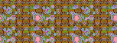 El çizimi çiçek çizimi deseni (fayans). Şirin çiçekli, desenli, kahverengi ve yeşil renkli renkli bir eskiz deseni. Tekstil için suluboya çizim deseni.