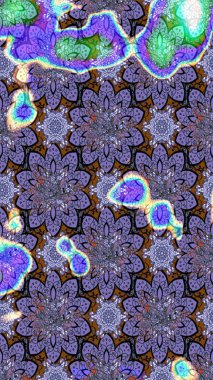 Modern çiçek arkaplanı. Halk tarzı. Parlak renkli çiçekleri ve mor ve mavi renkli yaprakları olan harika bir çiçek deseni. Moda baskıları için zarif bir şablon.