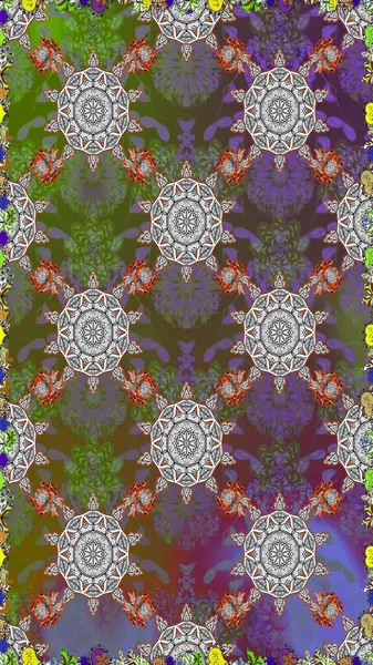 Çiçekli karalama şeklinde Raster çiçek deseni. Gri ve yeşil renkli çiçekler. Nazikçe, güzel çiçek arkaplanı..