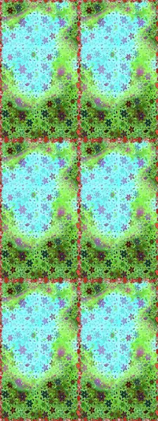 Suluboya, elle çizilmiş. Raster illüstrasyonu. Kusursuz bir arka plan modeli. Yeşil ve mavi yapraklı yabani çiçekler.