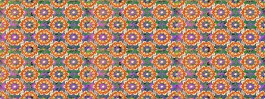 Raster illüstrasyonu. Süslü dekorasyon. Damask altın soyut çiçek turuncu ve bej renklerde pürüzsüz desen.