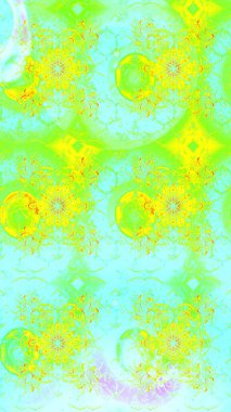 Küçük çiçekli yay deseni çiz. Suluboya tarzında yeşil ve mavi renklerde. Raster illüstrasyonu.