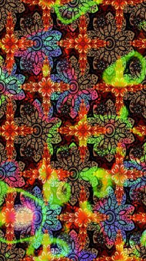 Raster illüstrasyonu. Egzotik çiçekler, botanik olarak parlak, siyah ve kahverengi renkler. Klasik tropikal doğal elementlerin suluboya seti.