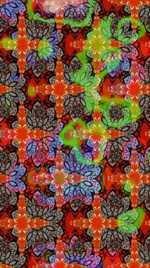 Düz Çiçek Elementleri Tasarımı. Kahverengi ve kırmızı renkte zarif çiçekli suluboya. Raster illüstrasyonu. Renkli Bahar Teması çizim şablonu.