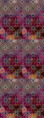 Çizim çiçek deseni duvar kâğıdı olarak kullanılabilir. Kahverengi renkli çiçekler. Raster illüstrasyonu.