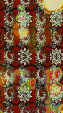 Çiçek ve yapraklı çiçek deseni. Raster illüstrasyonu. Küçük çiçekli şirin desen.