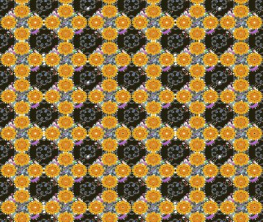 Raster illüstrasyonundaki çiçek desenli çizim. Güzel kumaş deseni. Raster illüstrasyonu. Kahverengi renklerde.