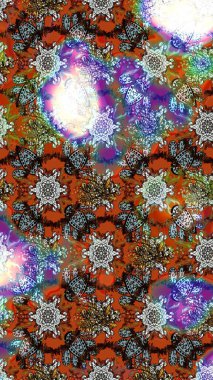 Kahverengi renkli çiçekler. Kumaş desenli papatya çiçekleri ayrıntıları.