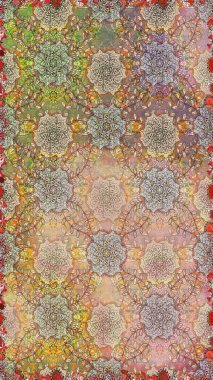 Raster illüstrasyonu. Renkli Bahar Temalı Kusursuz Arkaplan. Düz Çiçek Elementleri Tasarımı. Zarif çiçekler bej ve nötr renklerde suluboya.