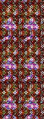 Raster illüstrasyonundaki çiçek desenli çizim. Kahverengi ve kırmızı renkte çiçekler.