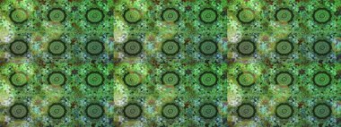 Kusursuz kraliyet lüksü, altın barok kumaş rengi. Altın antika ortaçağ dekoratifi, yapraklar ve yeşil ve gri renkte altın desenli süslemeleri olan pürüzsüz bir desen..