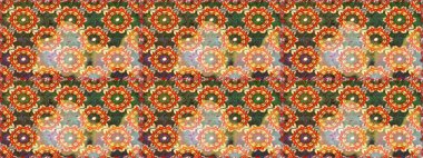 Klasik raster sarısı, kusursuz desen. Turuncu ve kahverengi renklerde altın elementlerle kusursuz desen. Klasik klasik klasik arka plan. Geleneksel oryantasyon süsü.