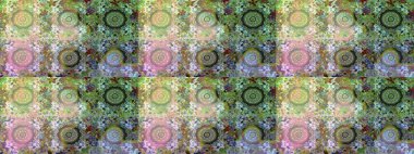 Raster illüstrasyonu. Doğum günü kartı, davetiye ya da afiş için iyidir. Dekoratif simetri arabesk. Kusursuz ortaçağ çiçek deseni. Tarafsız ve yeşil renklerde altın.