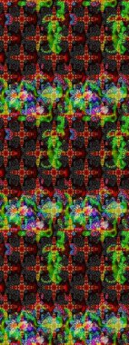 Egzotik çiçekler, botanik, parlak klasik, siyah ve yeşil renkler. Raster illüstrasyonu. Klasik tropikal doğal elementlerin suluboya seti.