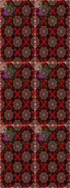 Raster geleneksel halk çiçekleri kahverengi ve siyah renkli tekstil tasarımları için. Çiçeksiz desenli nakış işlemeli gelincikler ve vadi zambaklarıyla.